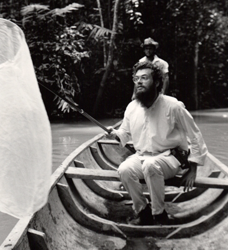 Terence McKenna traveling by boat in the Colombian Amazon